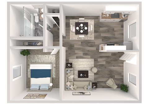 Floor plan for 1 bed, 1 bath, 540 sqft